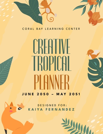 Free Creative Tropical Planner Cover Template to Edit Online