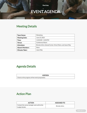 Editable Event Agenda Template