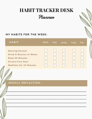 Free Habit Tracker Desk Planner Template to Edit Online