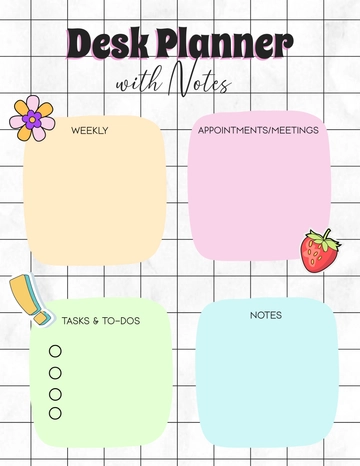 Free Desk Planner with Notes Template to Edit Online