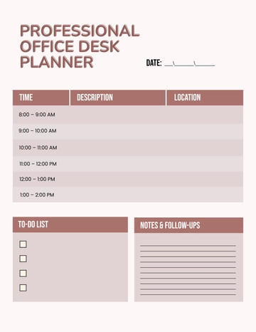 Free Professional Office Desk Planner Template to Edit Online