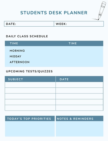 Free Students Desk Planner Template to Edit Online