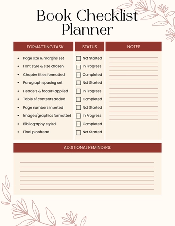 Free Book Checklist Planner Template to Edit Online
