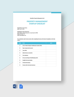 Property Management Startup Checklist Template