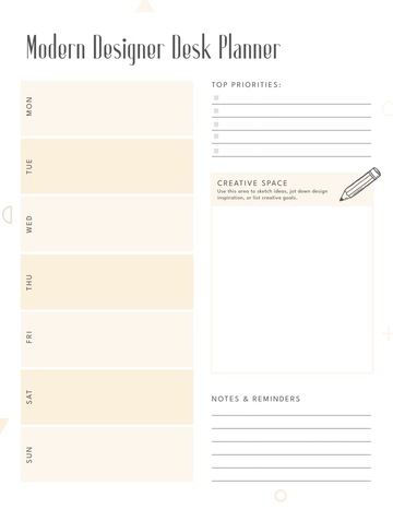 Free Modern Designer Desk Planner Template to Edit Online