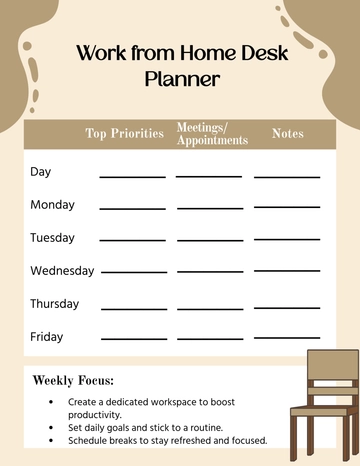 Free Work from Home Desk Planner Template to Edit Online