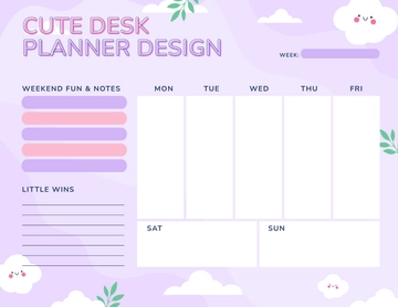 Free Cute Desk Planner Design Template to Edit Online