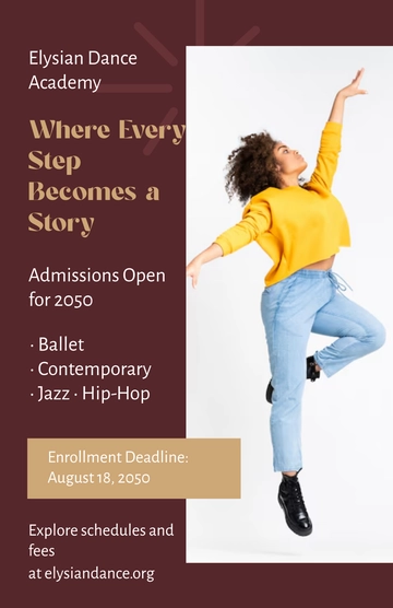 Free Dance School Admission Aesthetic Poster Template to Edit Online