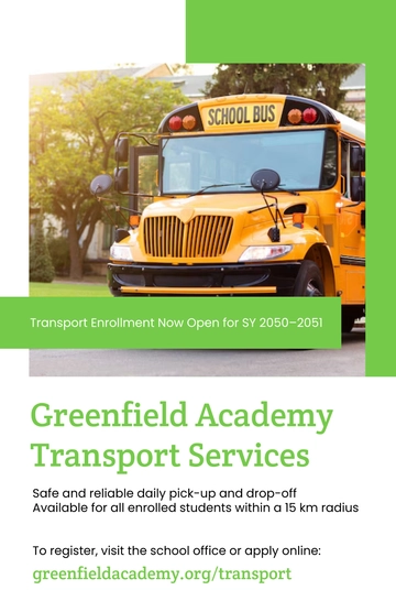 Free Admission Poster for School Transport Template to Edit Online