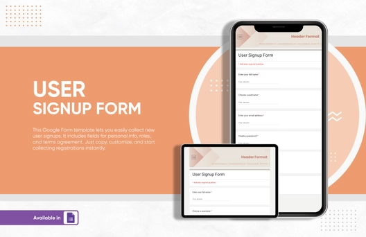 User Signup Form Template