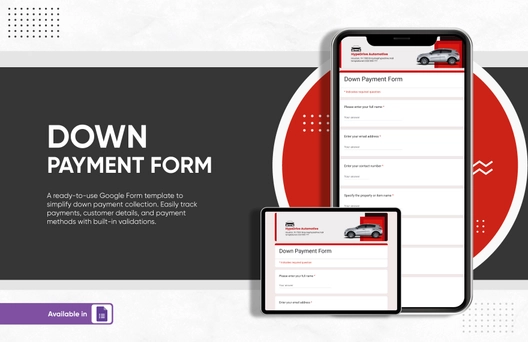 Down Payment Form Template