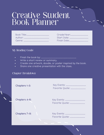 Free Creative Student Book Planner Template to Edit Online