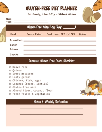Gluten-Free Diet Planner Template