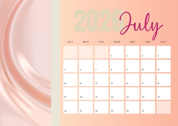 Free Cream Pink July 2026 Calendar Template to Edit Online