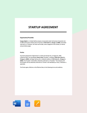 Startup Agreement Template