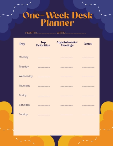 Free One-Week Desk Planner Template to Edit Online