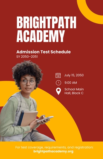 Free Modern Admission Test Poster Template to Edit Online