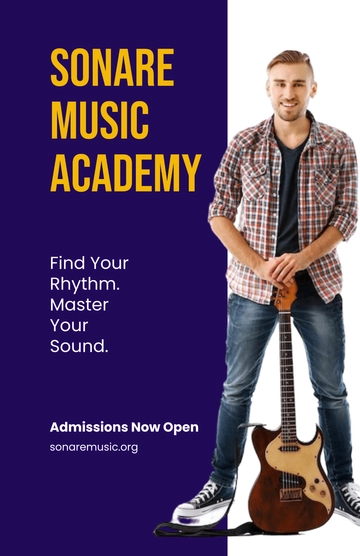 Free Music School Admission Poster Template to Edit Online