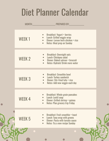 Free Diet Planner Calendar Template to Edit Online Free Diet Planner Calendar Template to Edit Online