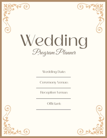 Free Wedding Program Planner Template to Edit Online
