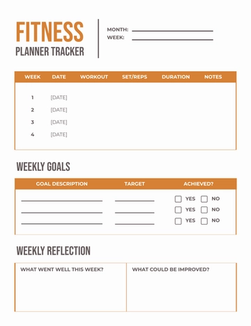 Free Fitness Planner Tracker Template to Edit Online