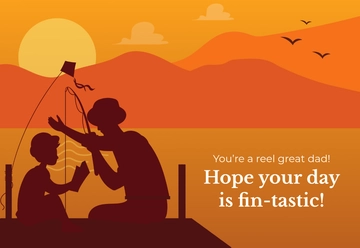 Free Orange Father's Day Fishing Card Template to Edit Online
