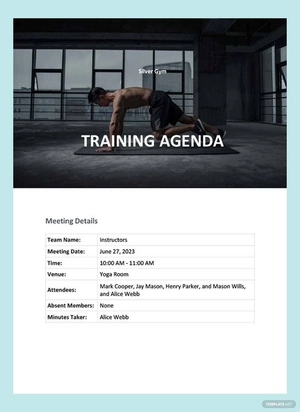 Editable Training Agenda Template