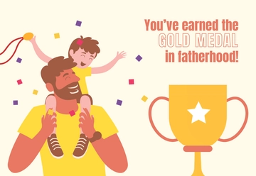 Free Gold Father's Day Medal Card Template to Edit Online