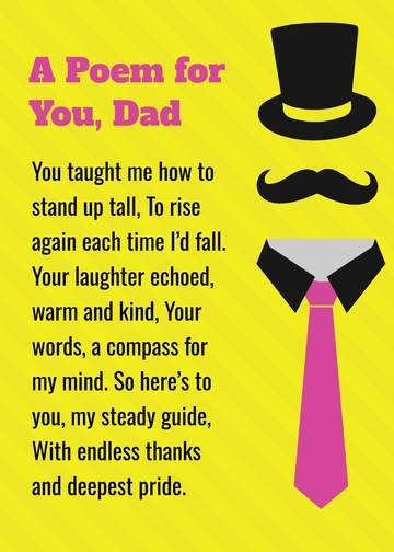 Free Yellow Father's Day Wishes Poem Template to Edit Online