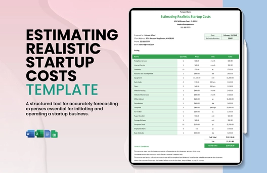 Estimating Realistic Startup Costs Template