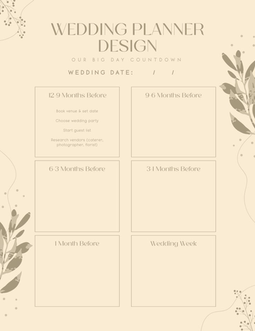 Free Beige Wedding Planner Design Template to Edit Online