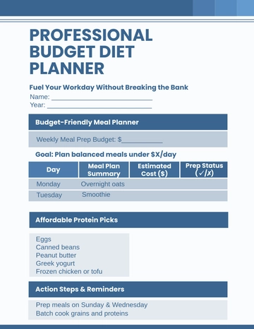Free Professional Budget Diet Planner Template to Edit Online Free Professional Budget Diet Planner Template to Edit Online