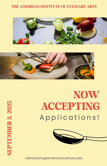 Free Culinary School Admission Poster to Edit Online