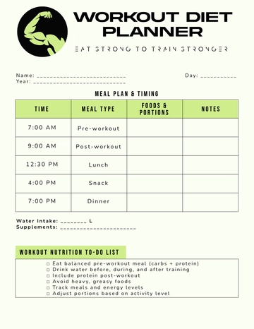 Free Workout Diet Planner Template to Edit Online Free Workout Diet Planner Template to Edit Online