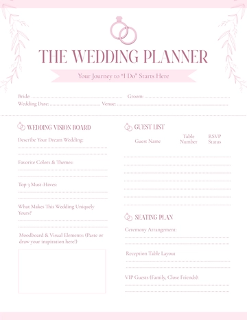 Free Wedding Planner Template to Edit Online