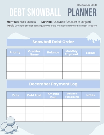 Free Debt Snowball Planner Template to Edit Online