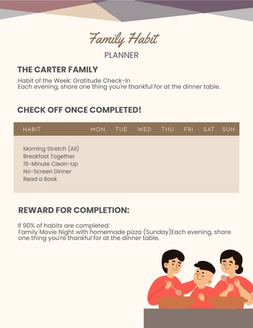Free Family Habit Planner Template to Edit Online