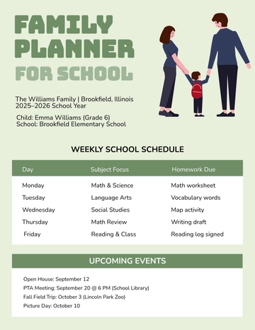 Free Family Planner for School Template to Edit Online