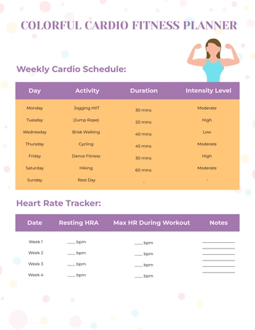 Free Colorful Cardio Fitness Planner Template to Edit Online