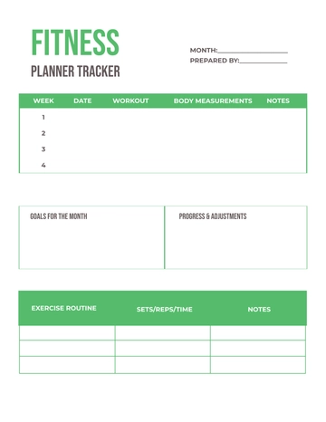 Free Fitness Progress Planner Template to Edit Online