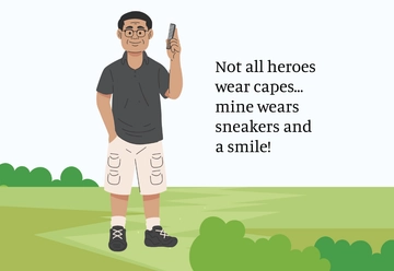 Free Superhero Father's Day Card Template to Edit Online