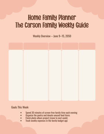 Free Home Family Planner Background Template to Edit Online