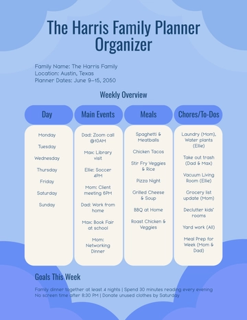 Free Family Planner Organizer Template to Edit Online