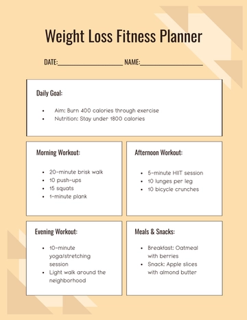 Free Weight Loss Fitness Planner Template to Edit Online