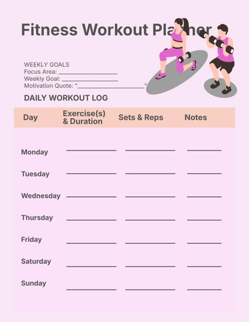 Free Fitness Workout Planner Template to Edit Online