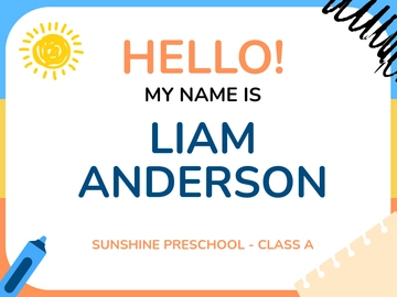Free Preschool Name Tag Template to Edit Online