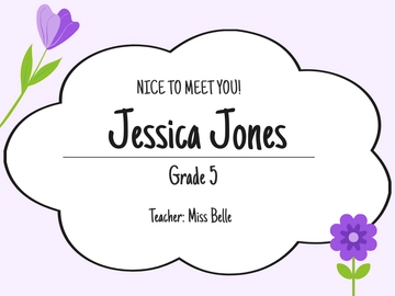 Free Violet Cute Name Tag Template to Edit Online