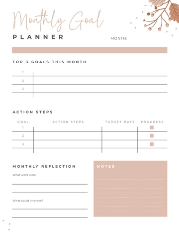 Free Monthly Goal Planner Template to Edit Online