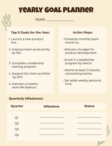 Free Yearly Goal Planner Template to Edit Online