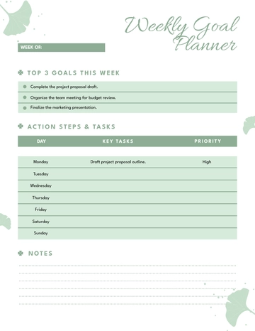 Free Weekly Goal Planner Template to Edit Online
